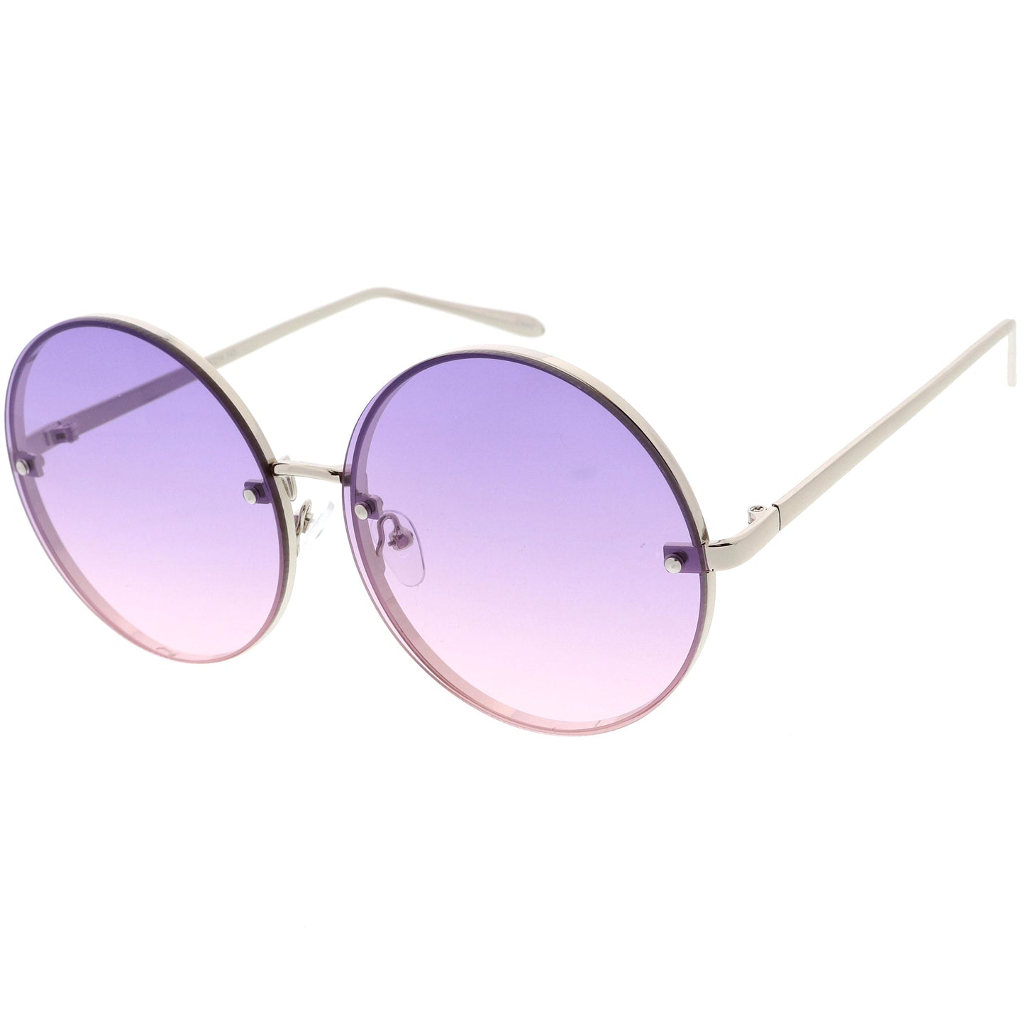 Women's Oversize Round Rimless Color Two Tone Sunglasses C985