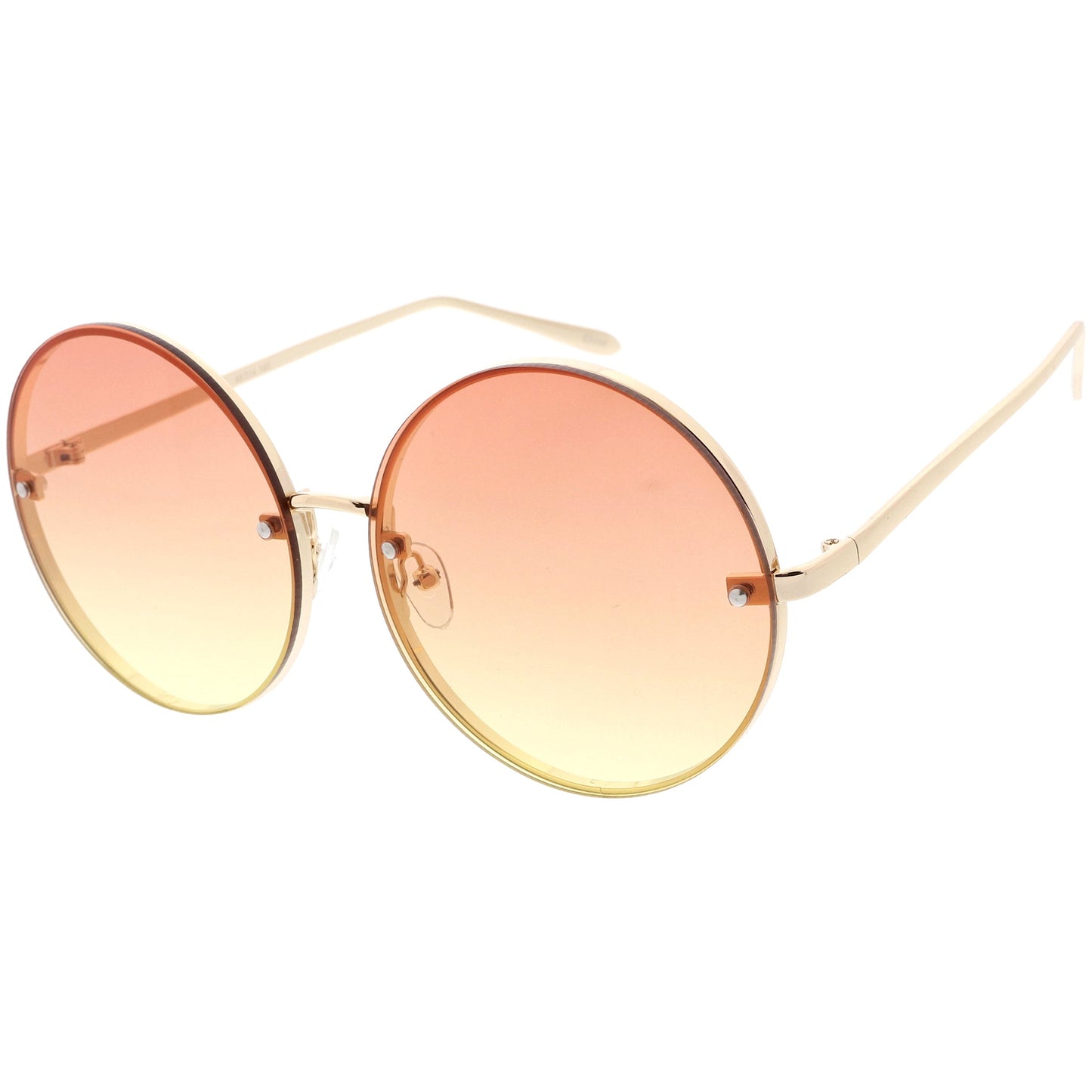 Women's Oversize Round Rimless Color Two Tone Sunglasses C985