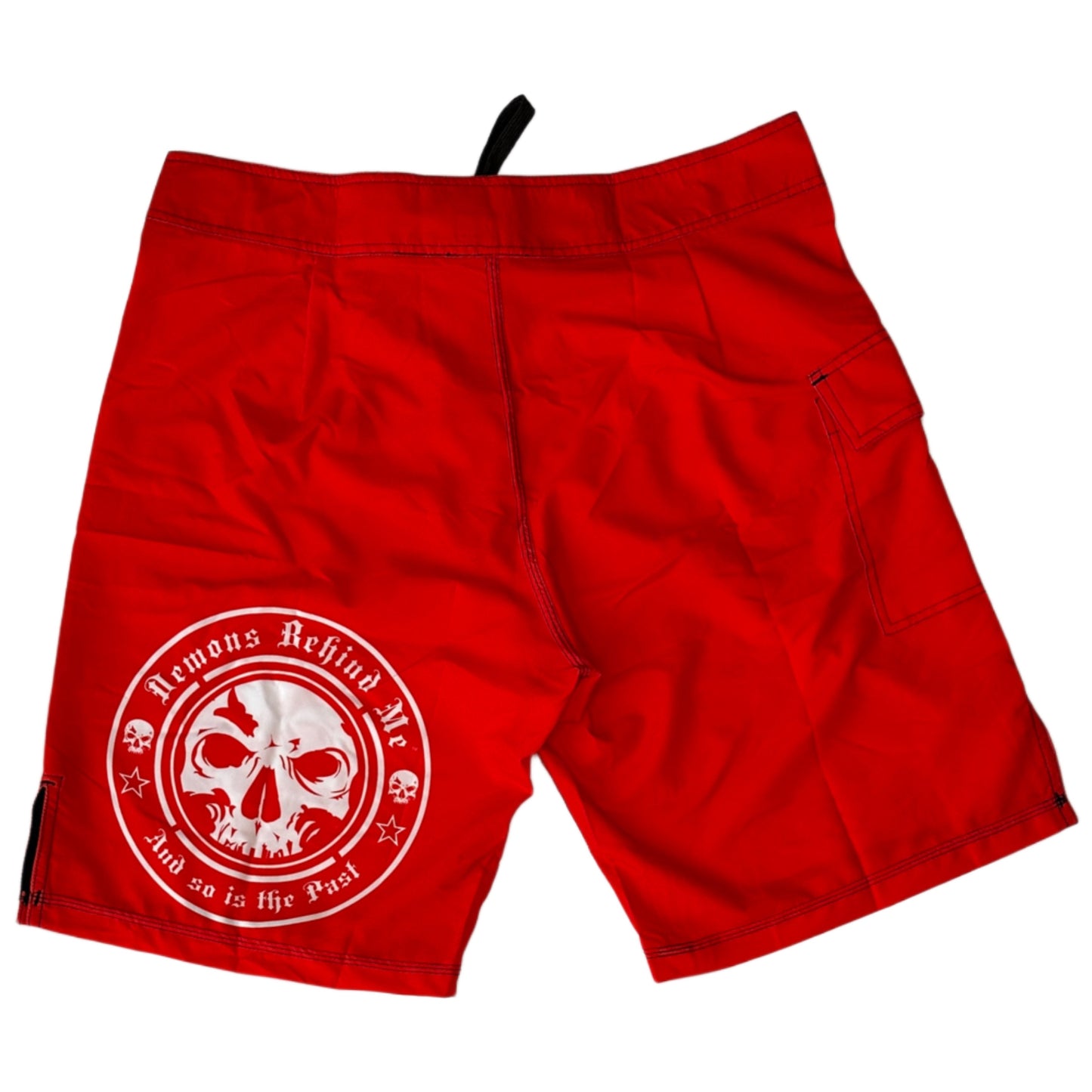 Premium Red Stretch Board Shorts - White Circle Logo