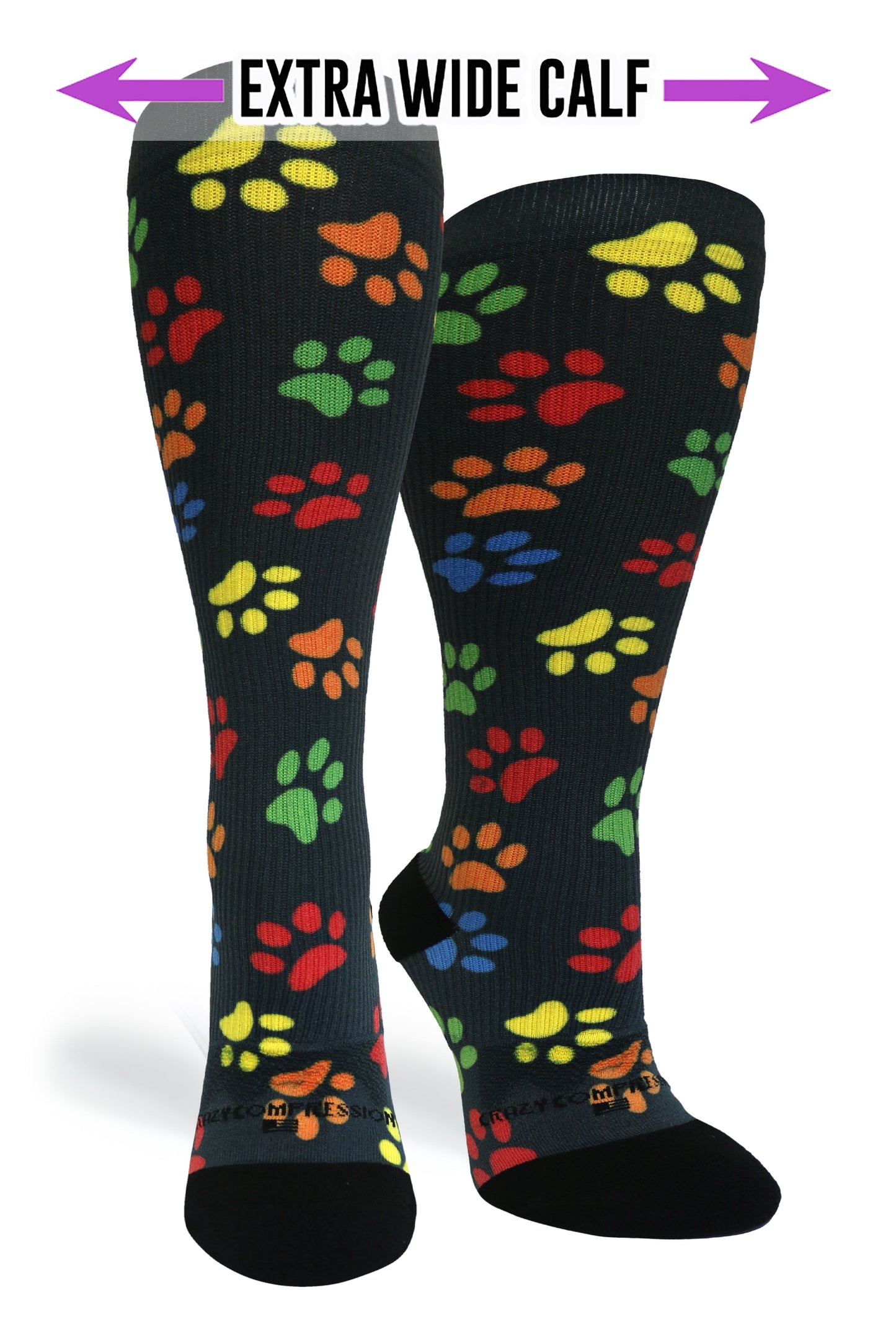 Paw Prints Black - (Standard & Extra Wide)