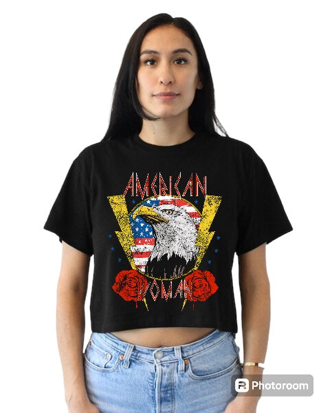 American Woman Eagle Rocker Crop tee