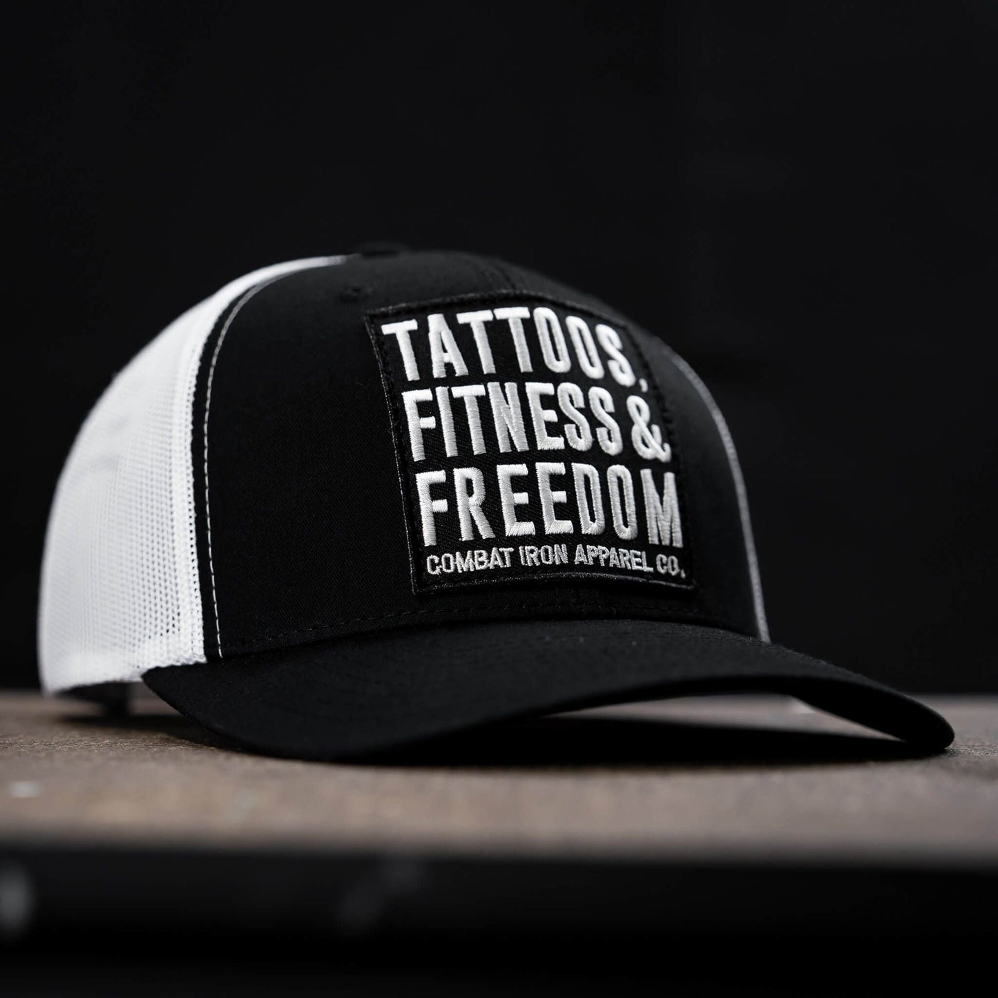 Tattoos, Fitness, & Freedom Black Patch Mid-Profile Mesh Snapback