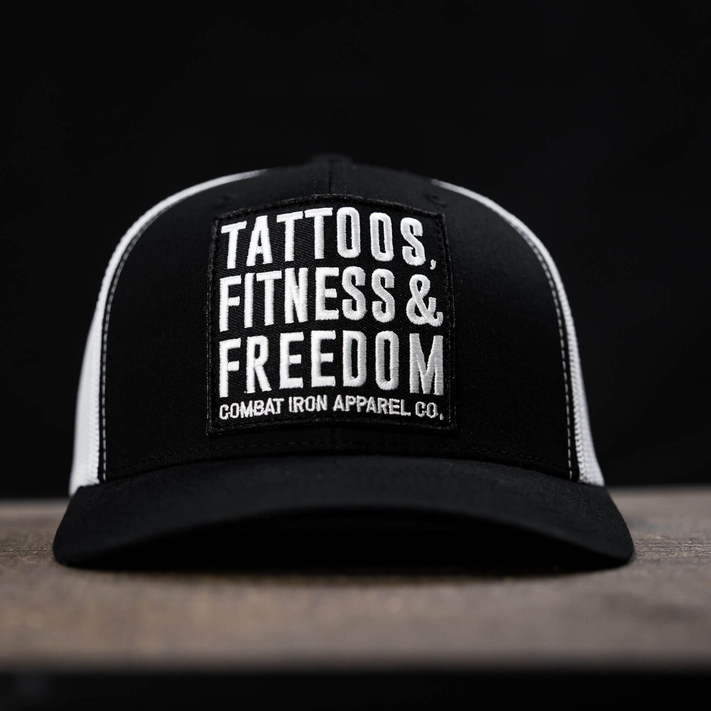 Tattoos, Fitness, & Freedom Black Patch Mid-Profile Mesh Snapback