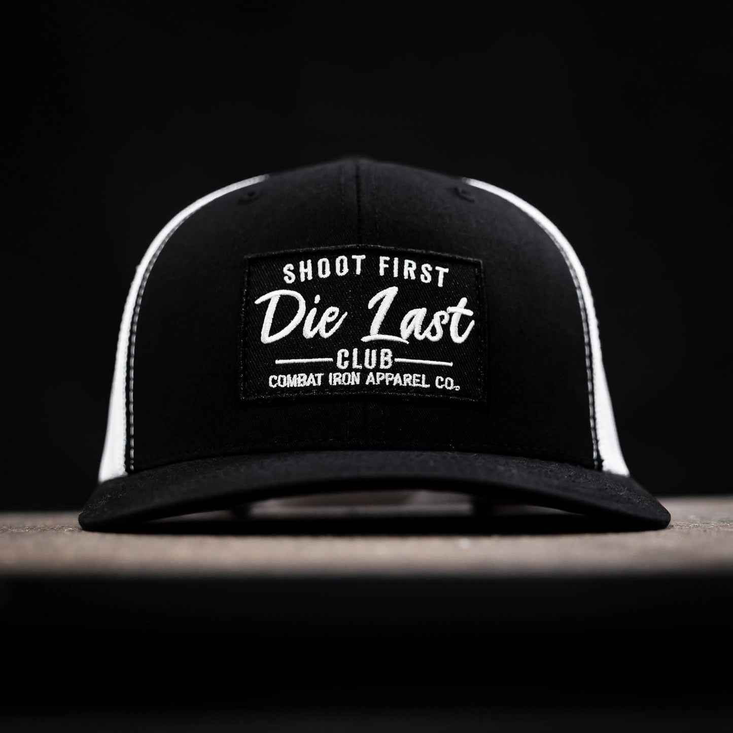 SHOOT FIRST. DIE LAST. CLUB PATCH MID-PROFILE MESH SNAPBACK