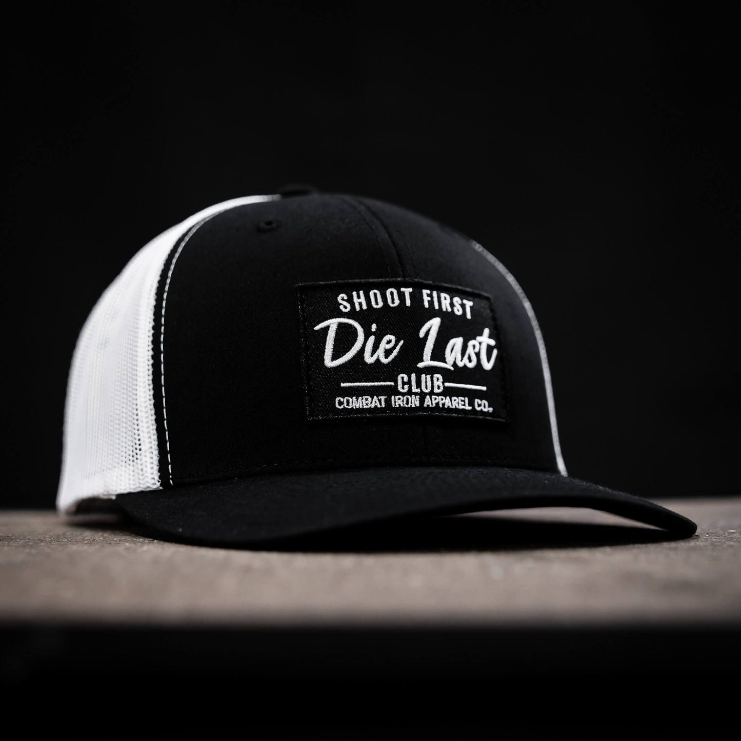 SHOOT FIRST. DIE LAST. CLUB PATCH MID-PROFILE MESH SNAPBACK