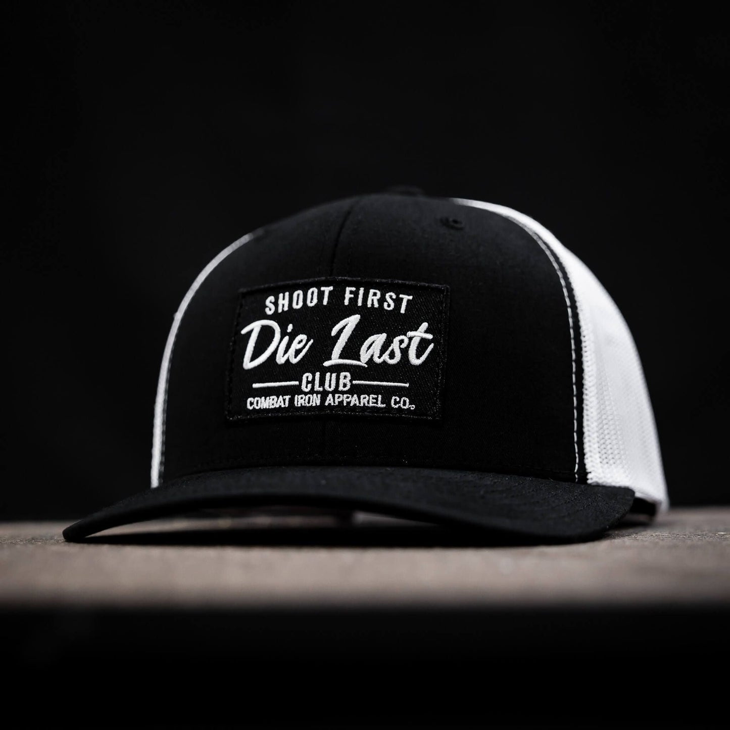 SHOOT FIRST. DIE LAST. CLUB PATCH MID-PROFILE MESH SNAPBACK