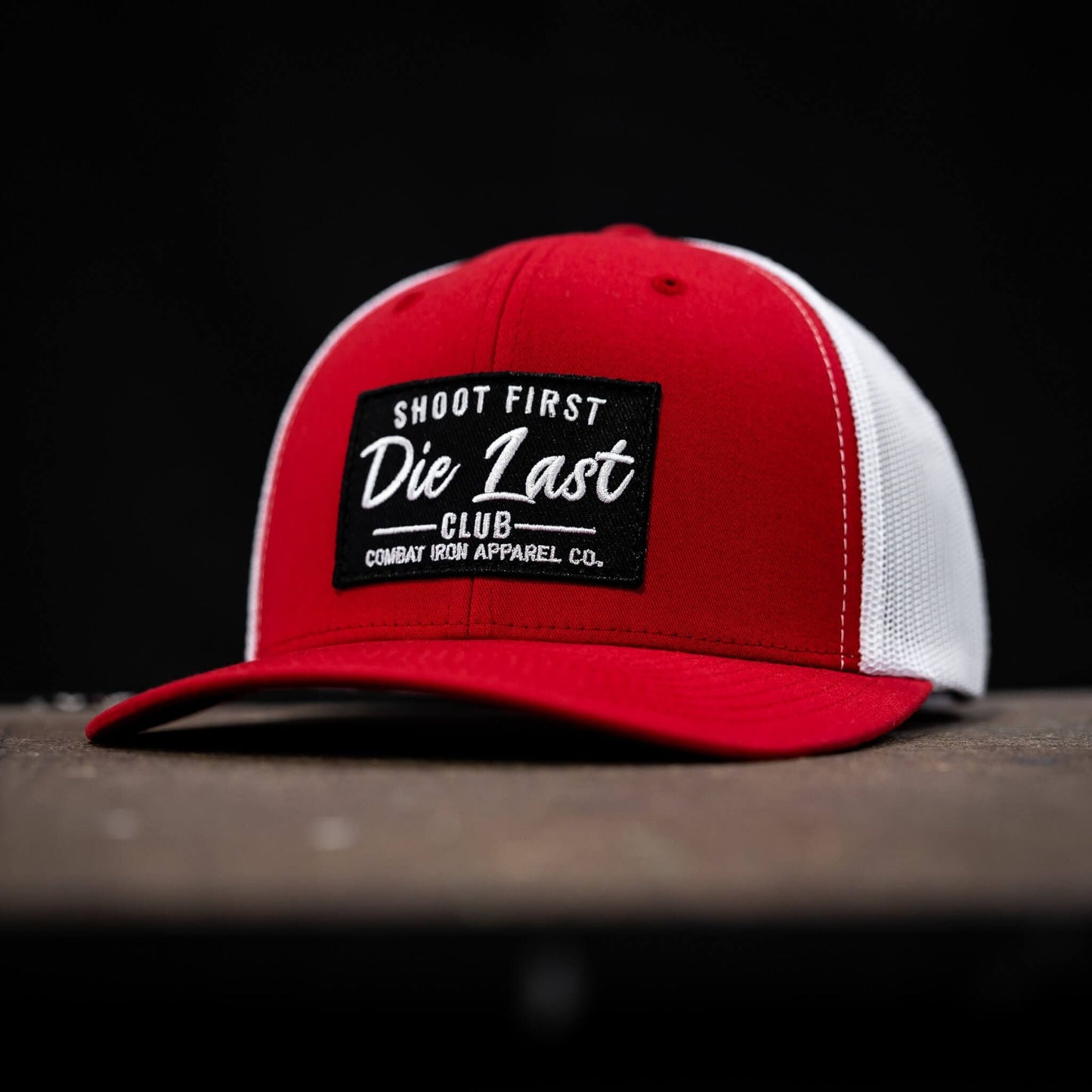 SHOOT FIRST. DIE LAST. CLUB PATCH MID-PROFILE MESH SNAPBACK