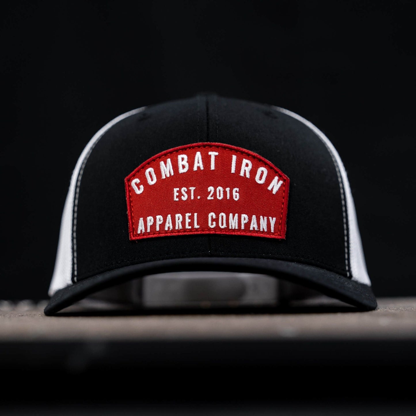 Arched Red Patch Mid-Profile Mesh Snapback