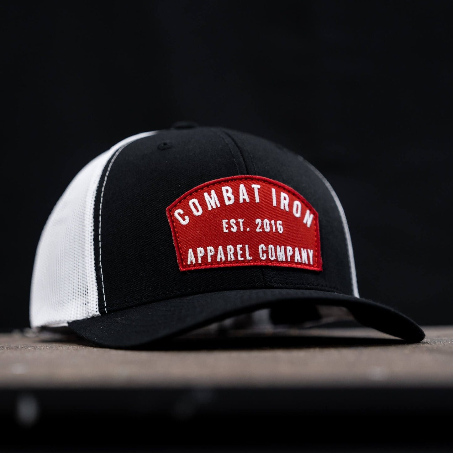 Arched Red Patch Mid-Profile Mesh Snapback