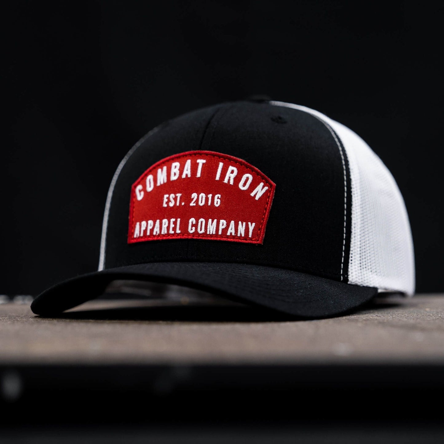 Arched Red Patch Mid-Profile Mesh Snapback