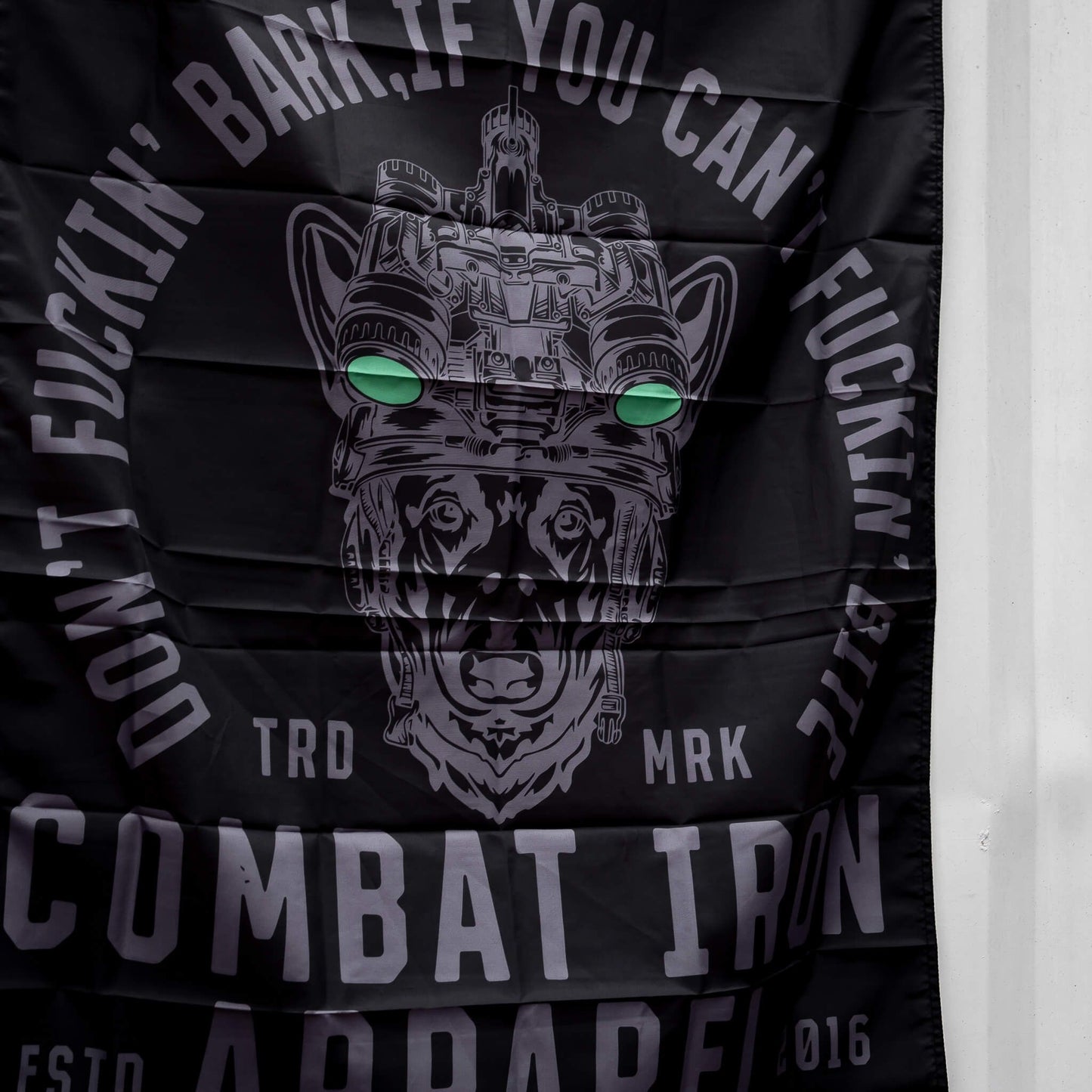 DON'T FUCKIN' BARK IF YOU CAN'T FUCKIN' BITE 3' x 5' Wall Flag