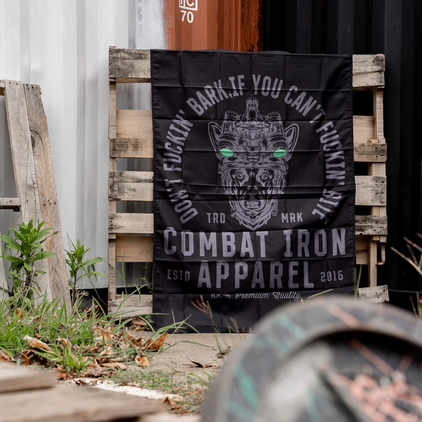 DON'T FUCKIN' BARK IF YOU CAN'T FUCKIN' BITE 3' x 5' Wall Flag