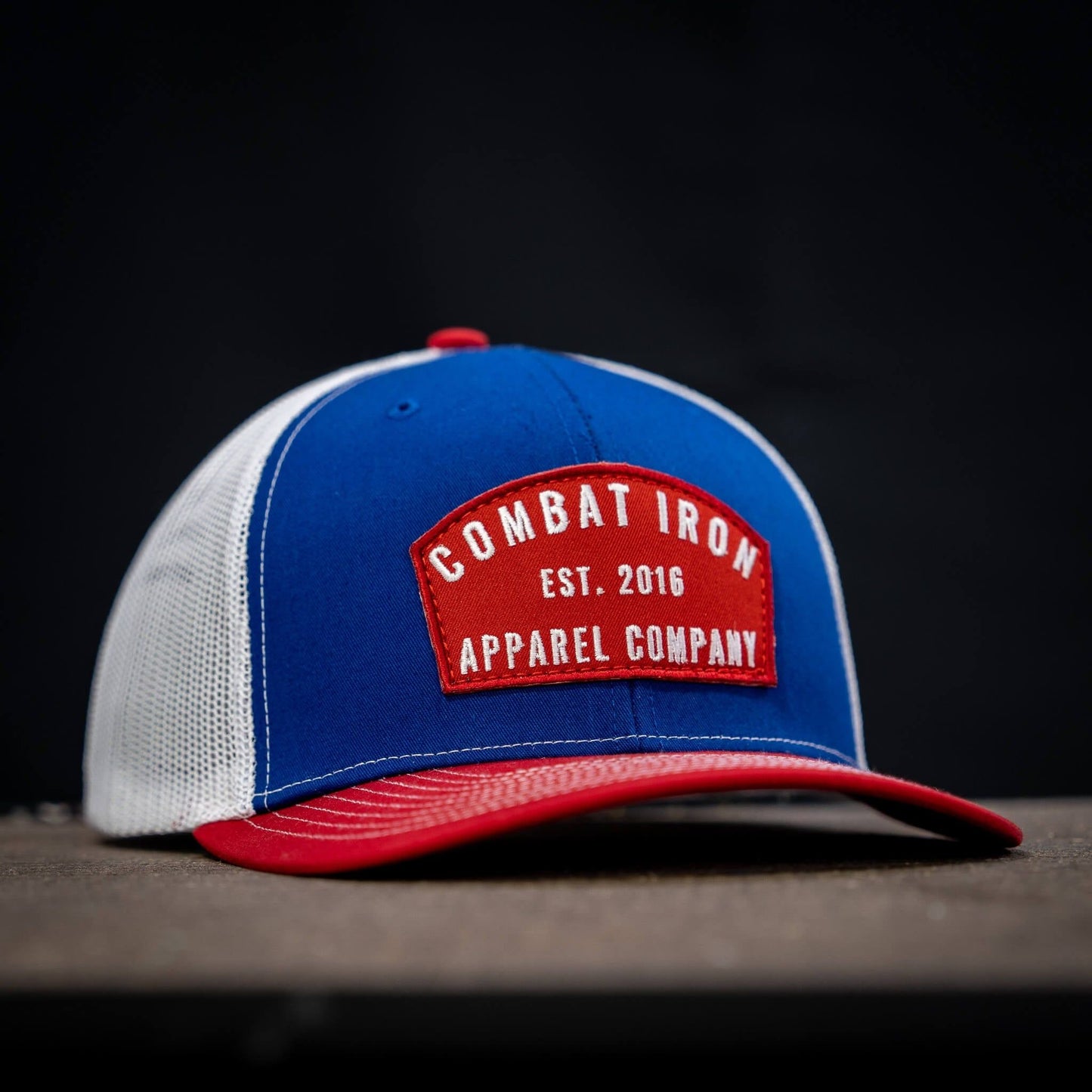 Arched Red Patch Mid-Profile Mesh Snapback