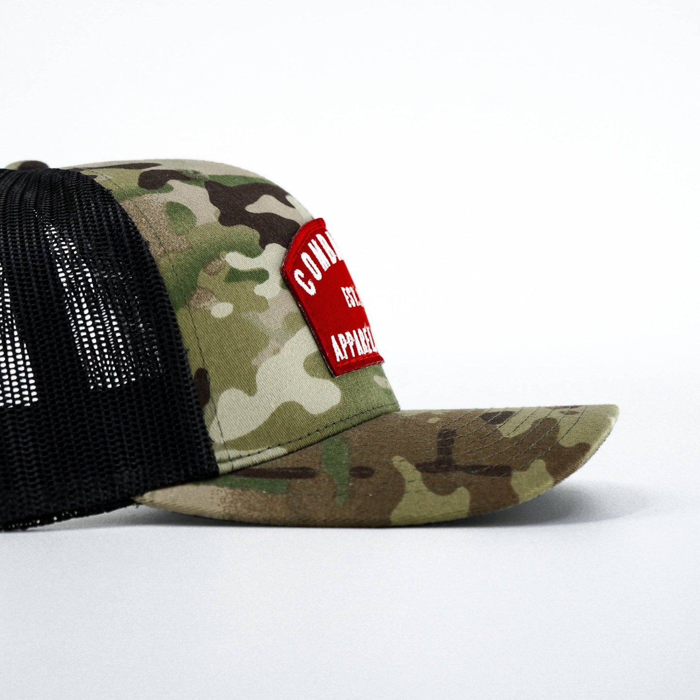 Arched Red Patch Mid-Profile Mesh Snapback