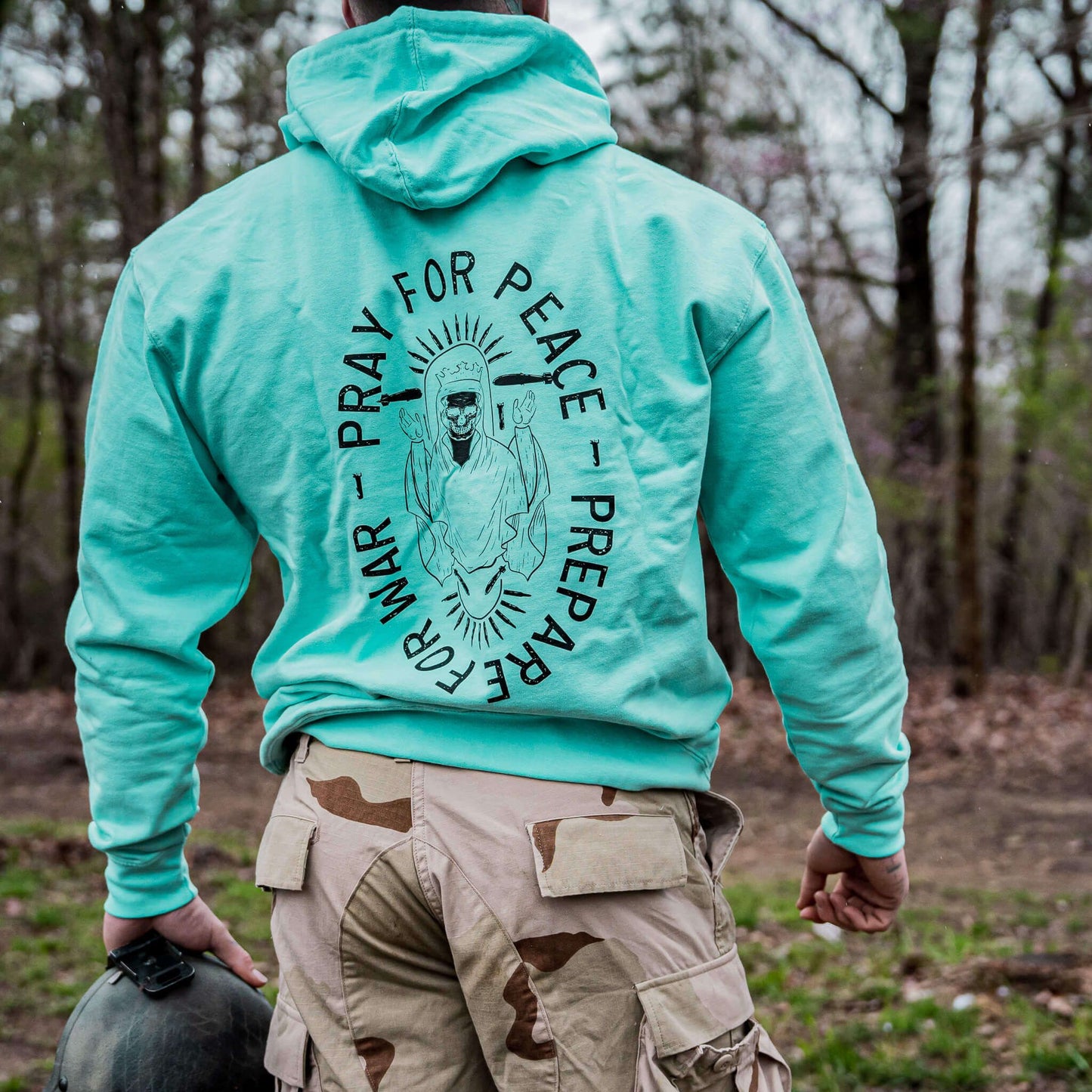 PRAY FOR PEACE. PREPARE FOR WAR. MEN'S MIDWEIGHT HOODIE