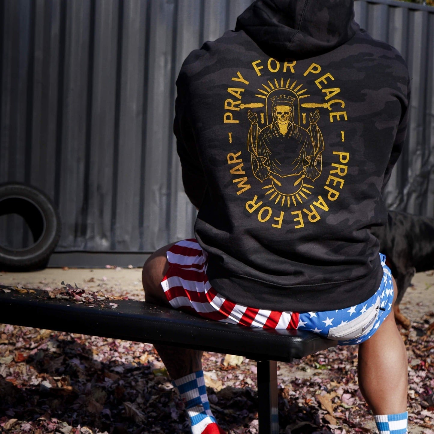 PRAY FOR PEACE. PREPARE FOR WAR. MEN'S MIDWEIGHT HOODIE