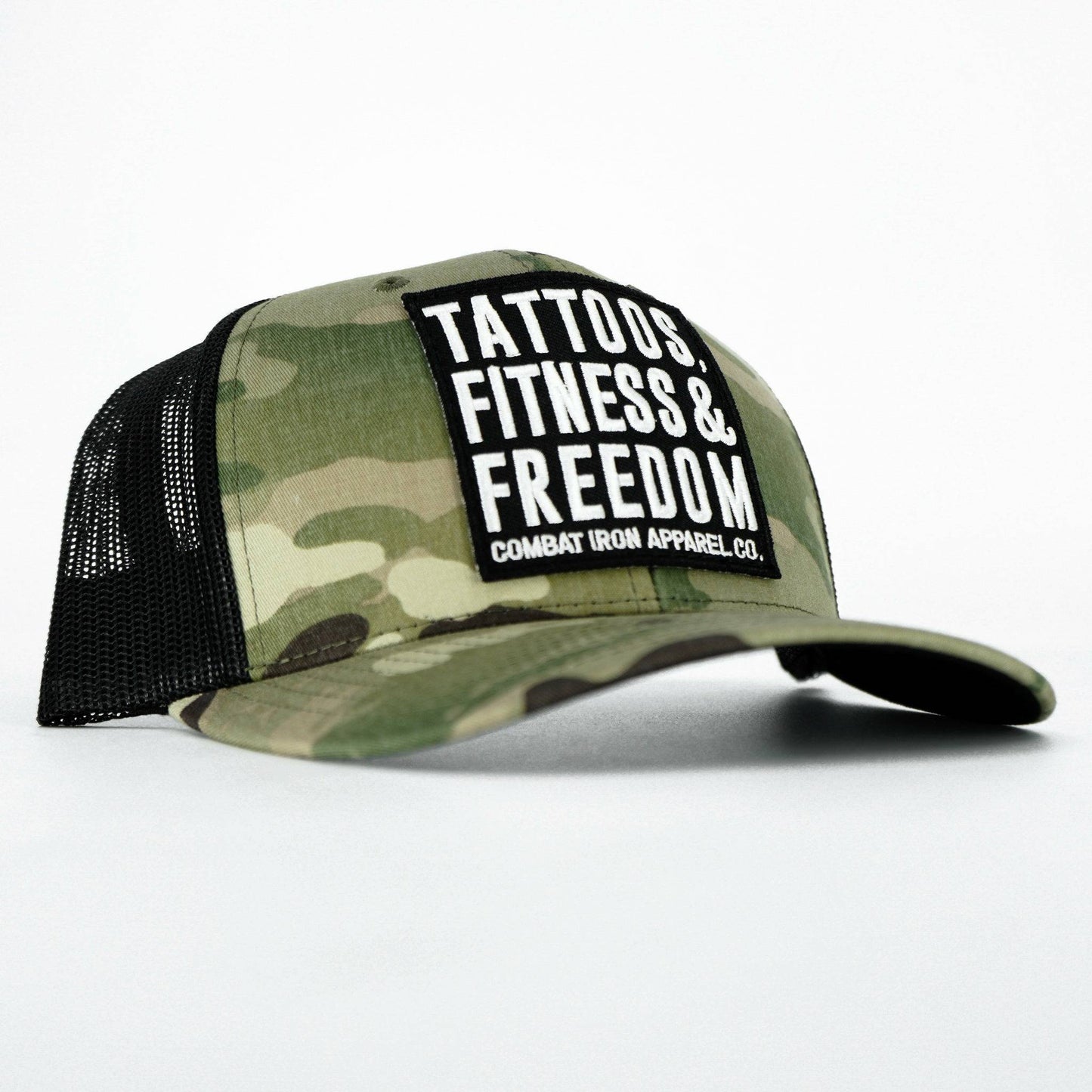 Tattoos, Fitness, & Freedom Black Patch Mid-Profile Mesh Snapback