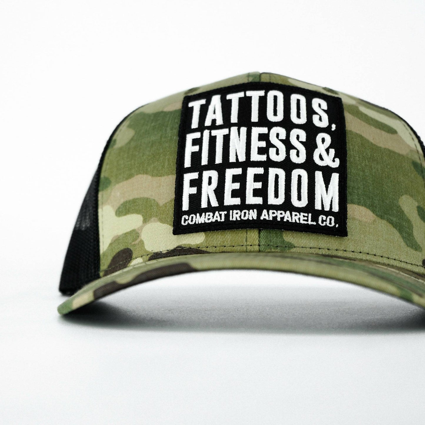 Tattoos, Fitness, & Freedom Black Patch Mid-Profile Mesh Snapback