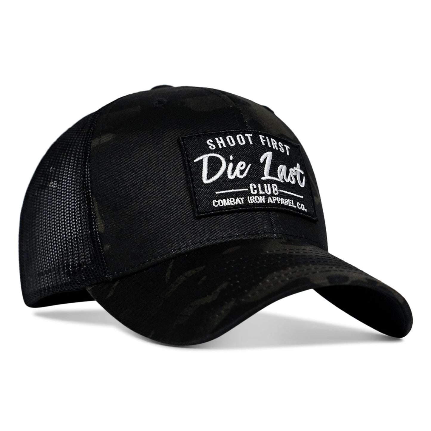 SHOOT FIRST. DIE LAST. CLUB PATCH MID-PROFILE MESH SNAPBACK