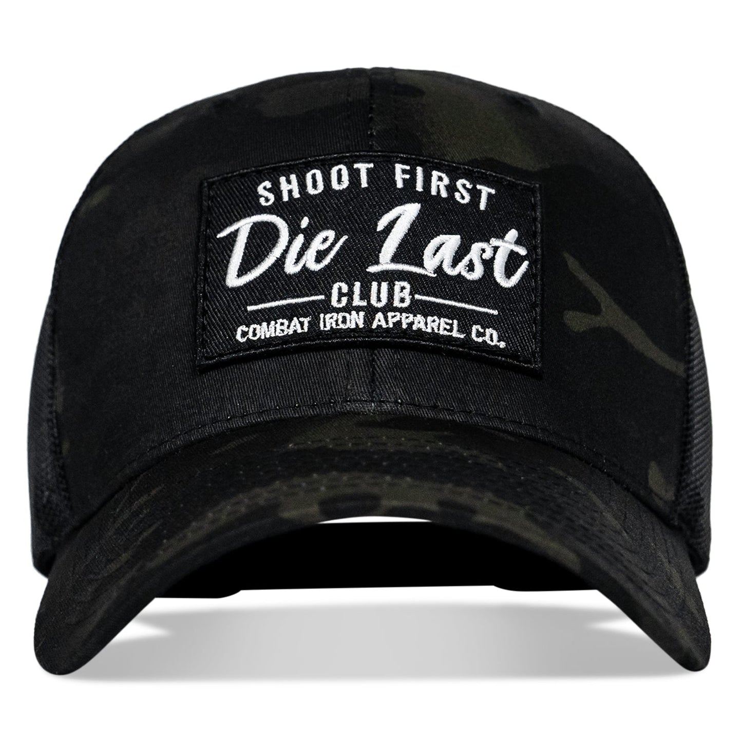 SHOOT FIRST. DIE LAST. CLUB PATCH MID-PROFILE MESH SNAPBACK