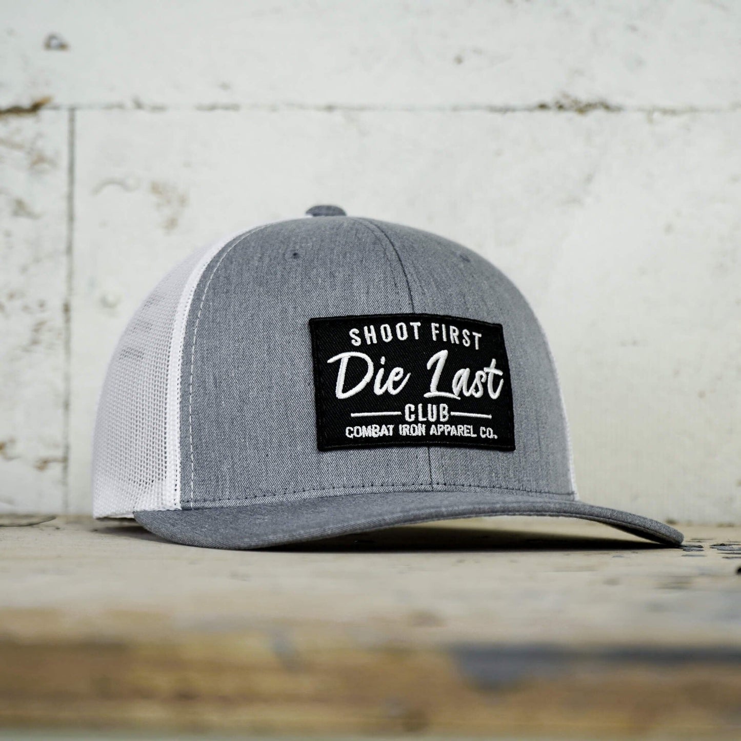 SHOOT FIRST. DIE LAST. CLUB PATCH MID-PROFILE MESH SNAPBACK