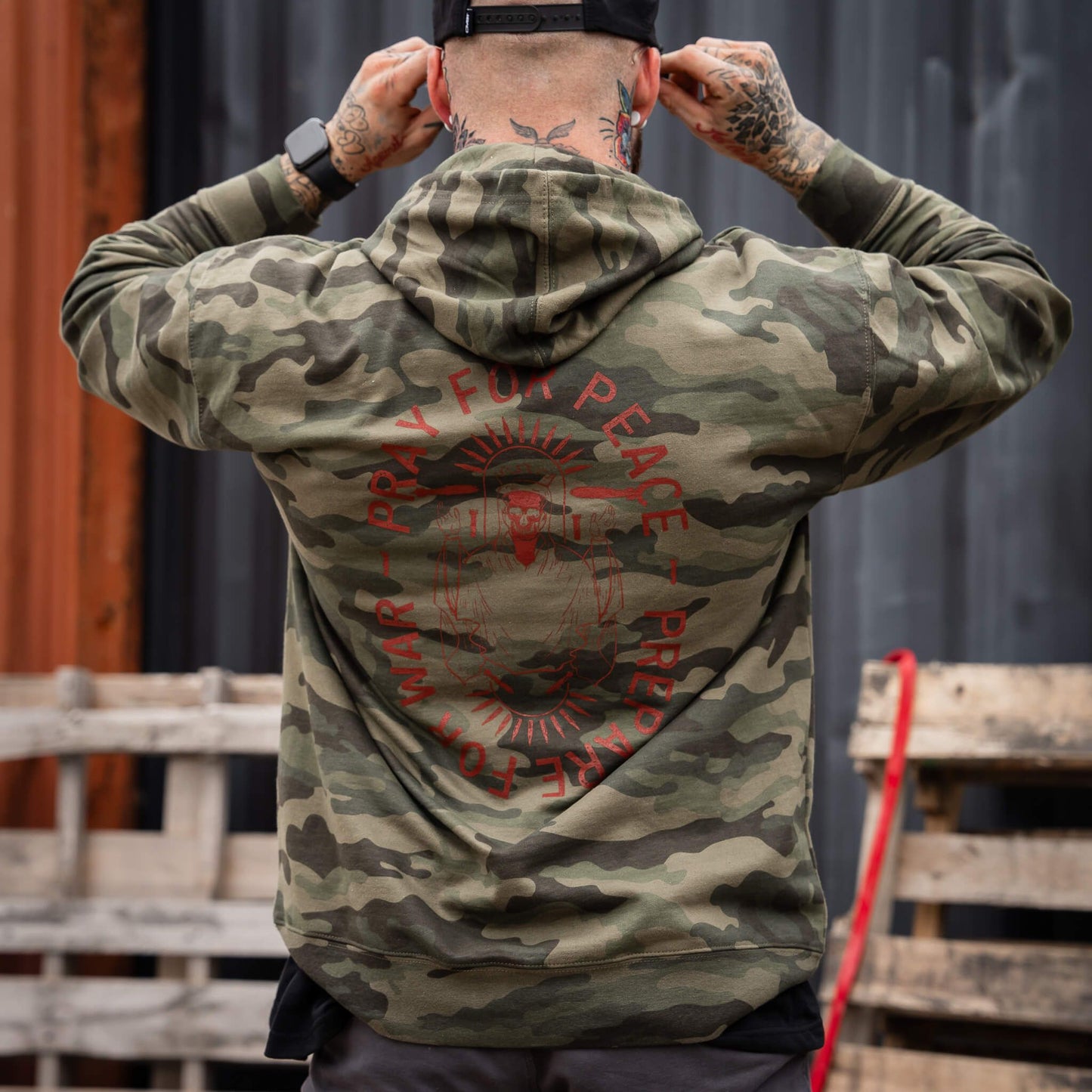 PRAY FOR PEACE. PREPARE FOR WAR. MEN'S MIDWEIGHT HOODIE