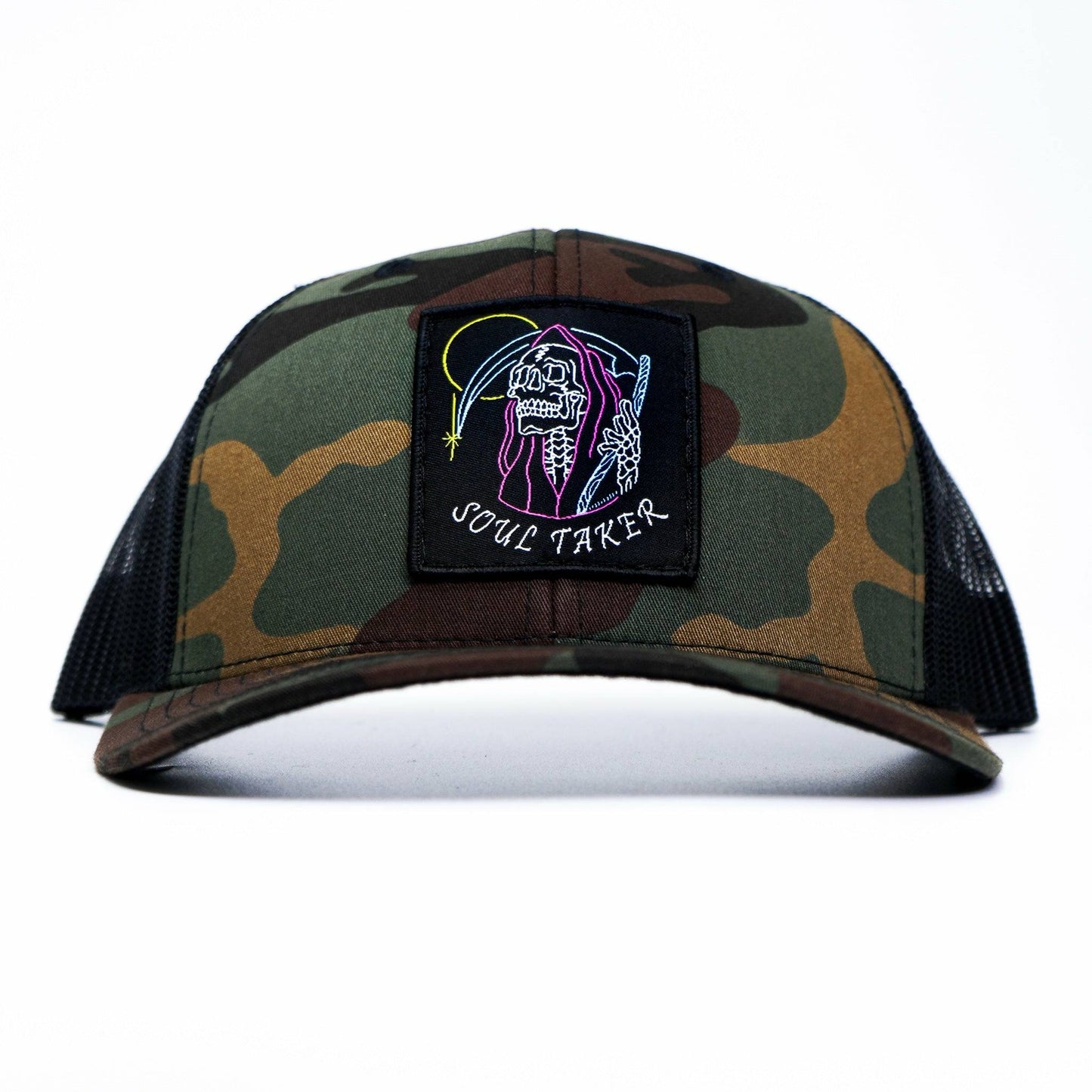 SOUL TAKER REAPER SKULL VINTAGE PATCH MID-PROFILE MESH SNAPBACK