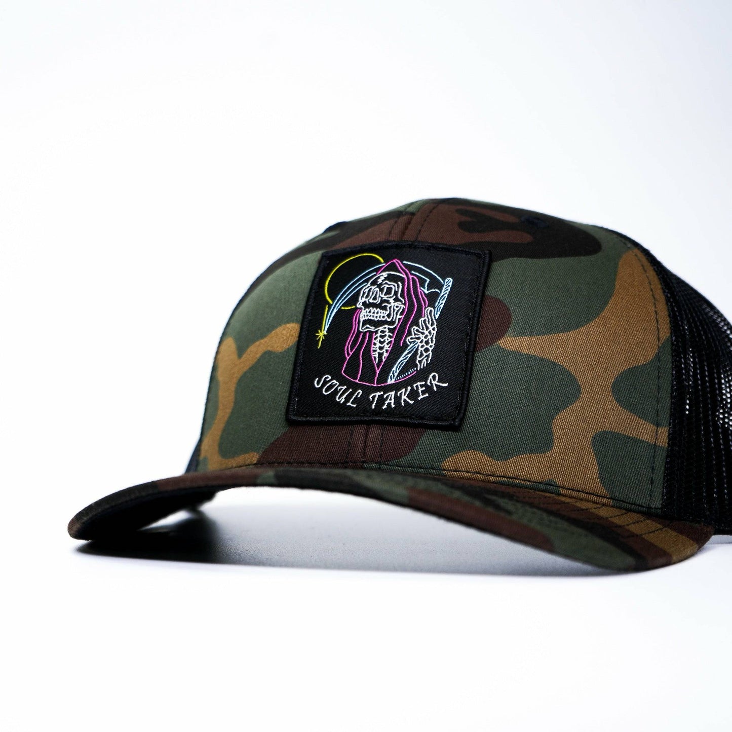 SOUL TAKER REAPER SKULL VINTAGE PATCH MID-PROFILE MESH SNAPBACK