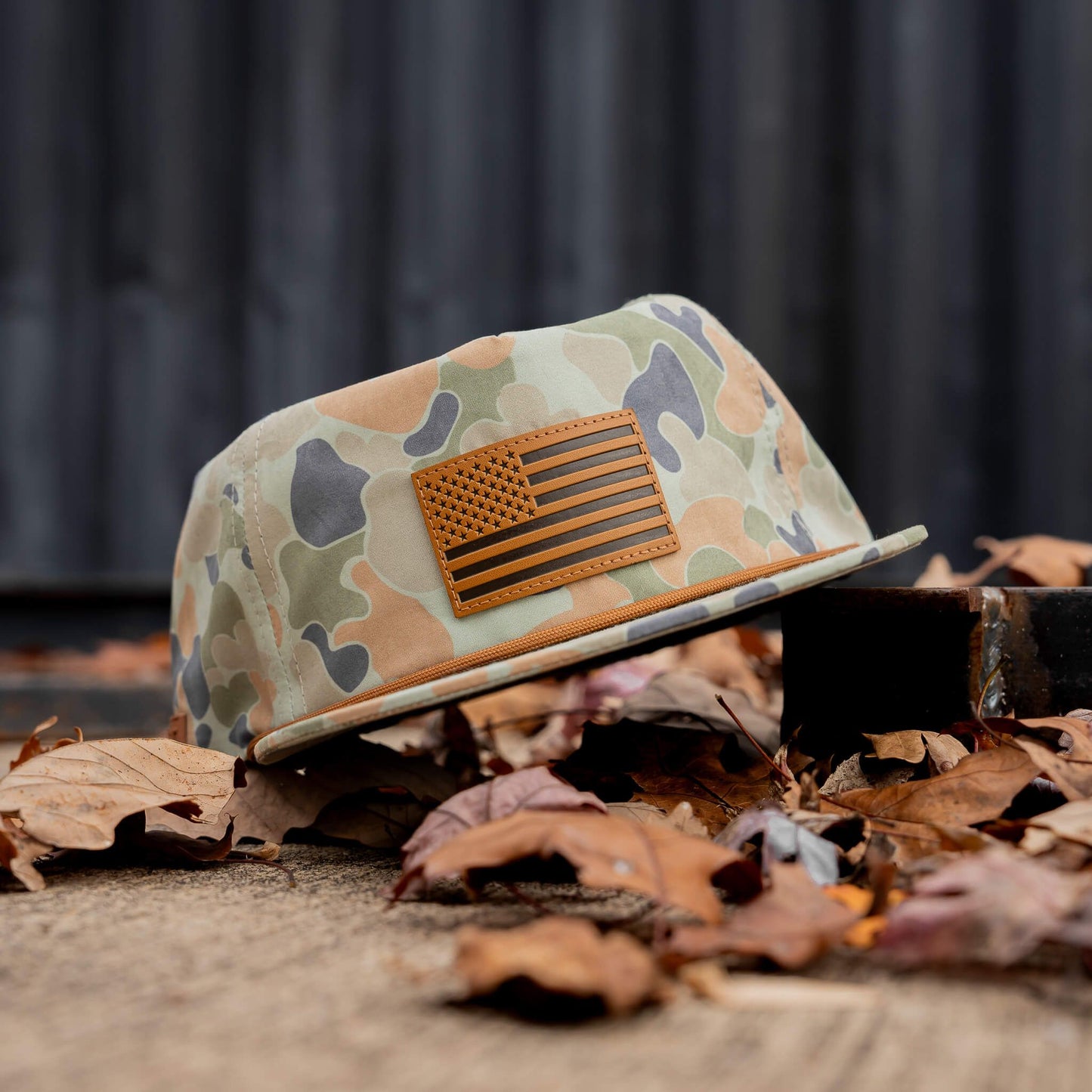 AMERICAN FLAG PATCH CRUSHABLE ROPE SNAPBACK | FROGSKIN DUCK CAMO