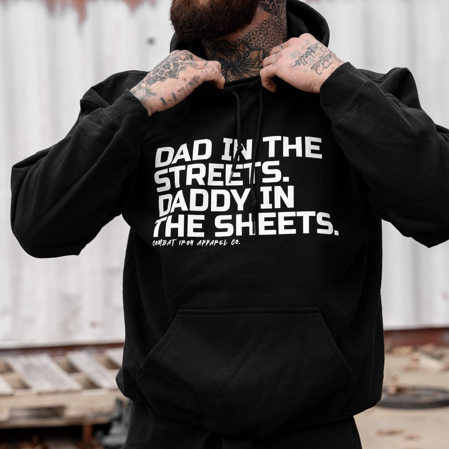 DAD IN THE STREETS. DADDY IN THE SHEETS. MEN'S FLEECE LINED HOODIE