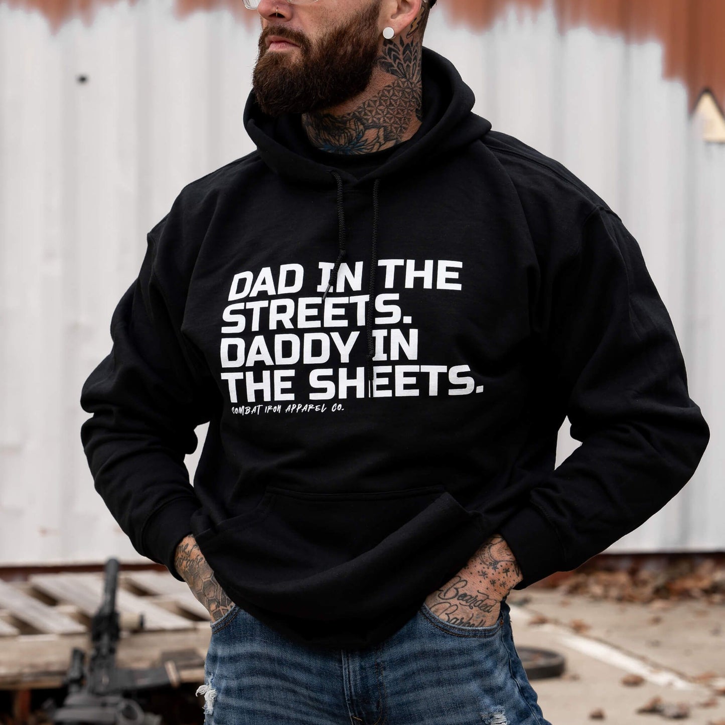 DAD IN THE STREETS. DADDY IN THE SHEETS. MEN'S FLEECE LINED HOODIE