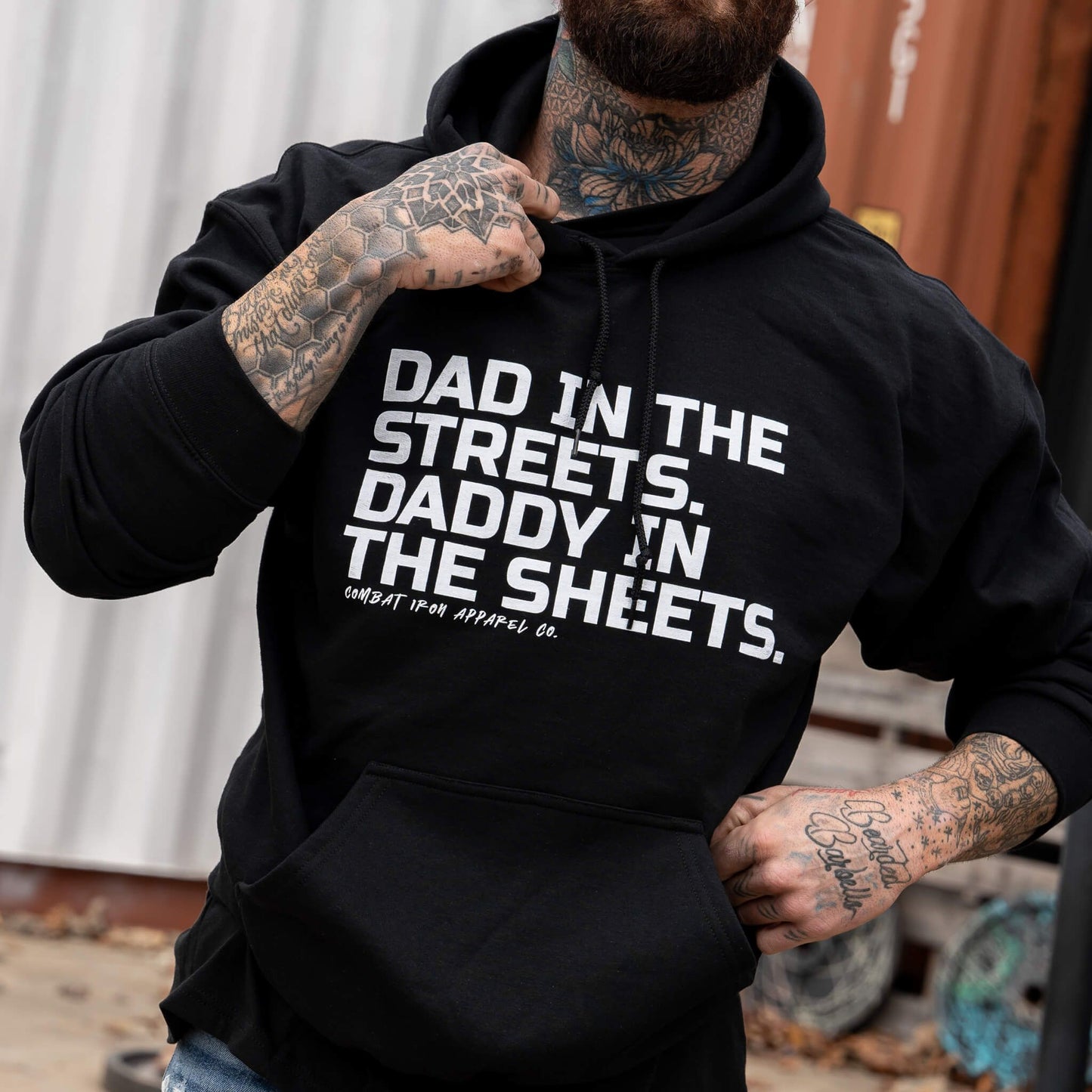 DAD IN THE STREETS. DADDY IN THE SHEETS. MEN'S FLEECE LINED HOODIE