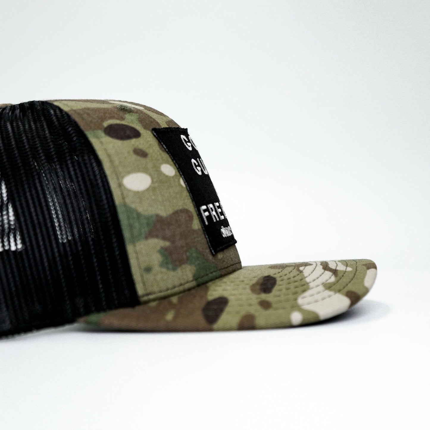 God, Guns, And Freedom Patch Mid-Profile Mesh Snapback Hat