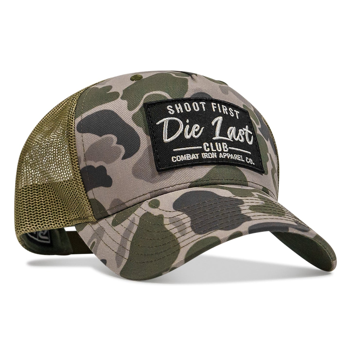 SHOOT FIRST. DIE LAST. CLUB PATCH MID-PROFILE MESH SNAPBACK