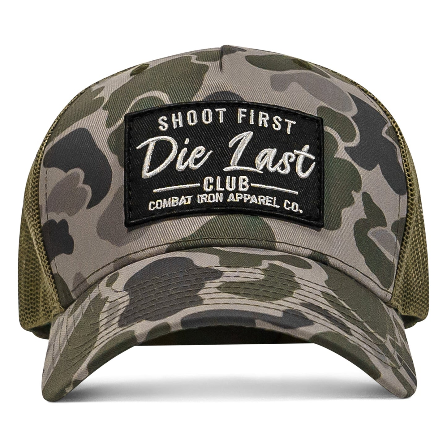 SHOOT FIRST. DIE LAST. CLUB PATCH MID-PROFILE MESH SNAPBACK