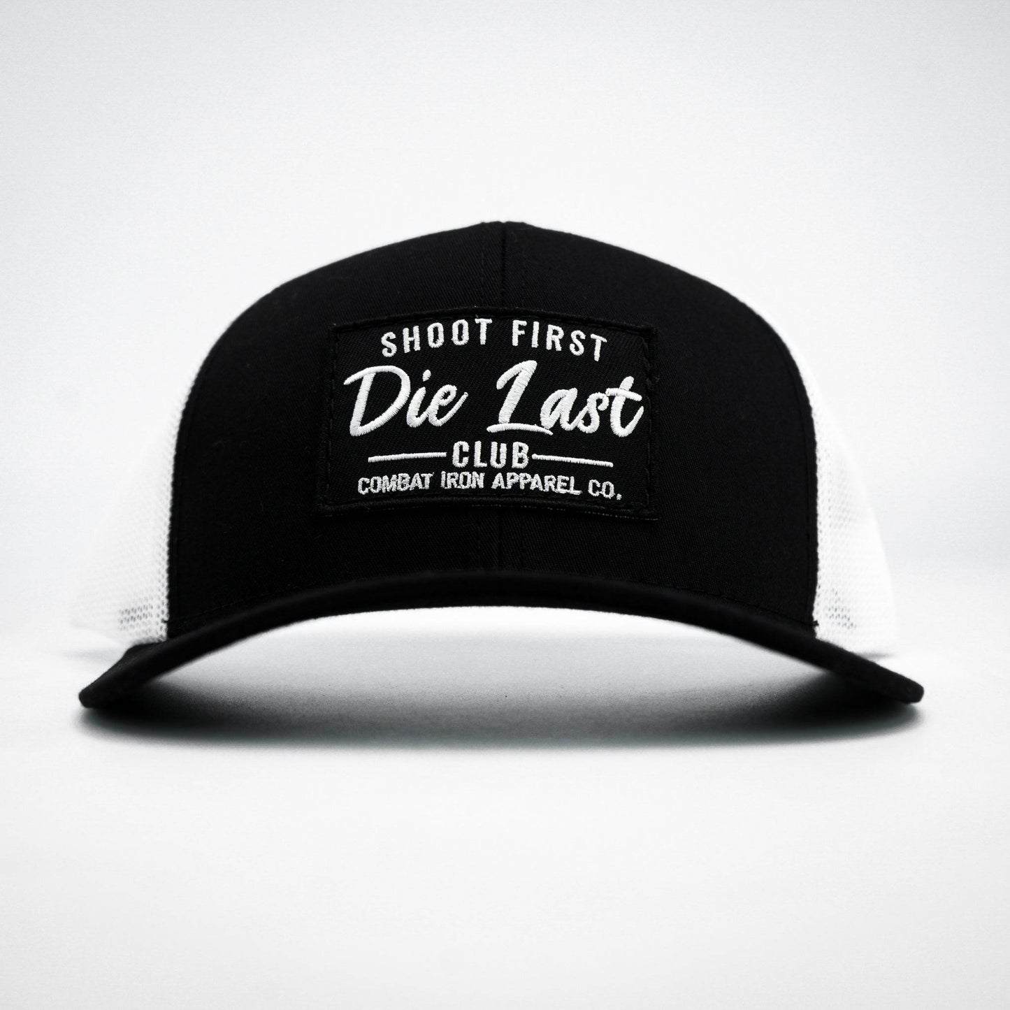 SHOOT FIRST. DIE LAST. CLUB PATCH MID-PROFILE MESH SNAPBACK