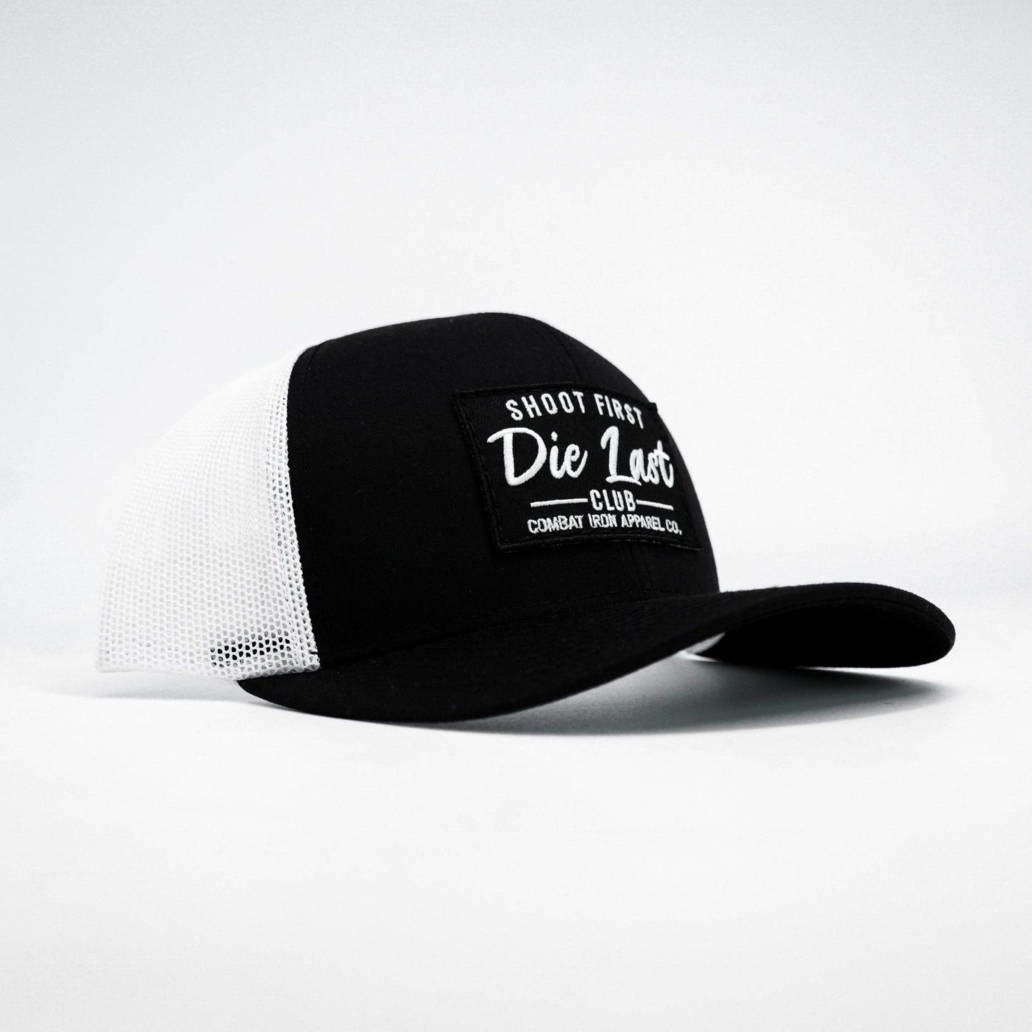 SHOOT FIRST. DIE LAST. CLUB PATCH MID-PROFILE MESH SNAPBACK