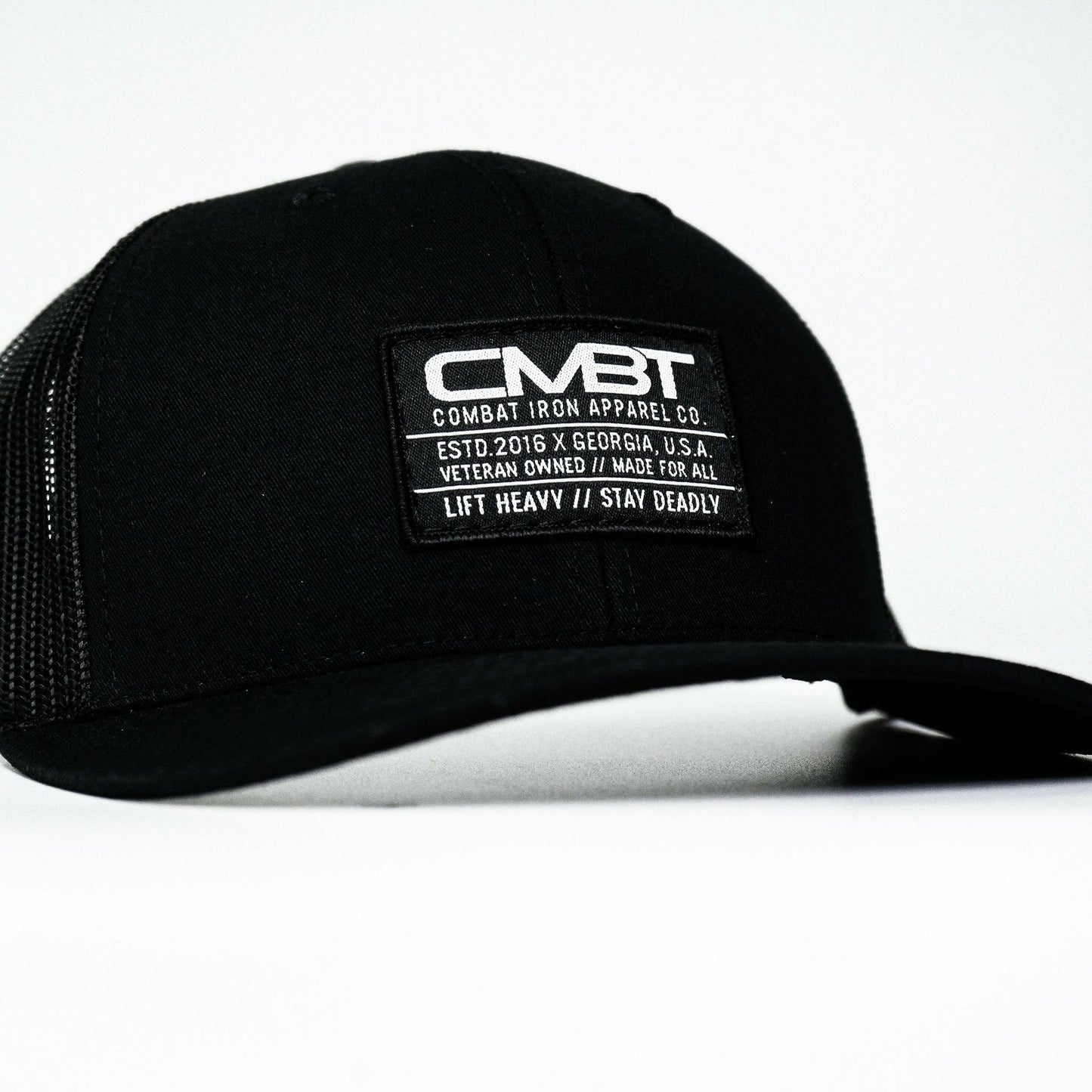 CMBT Standard Black Woven Patch Mid-Profile Mesh Snapback