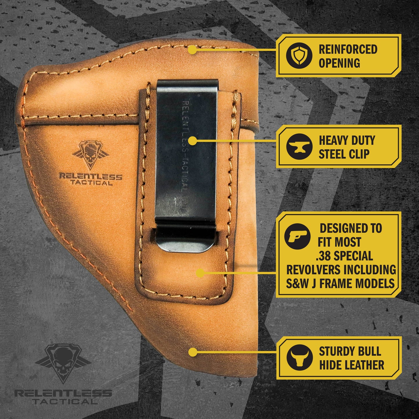 The Defender Leather IWB Holster - Fits Snub Nose Style Revolver - Lifetime Warranty - Made in USA