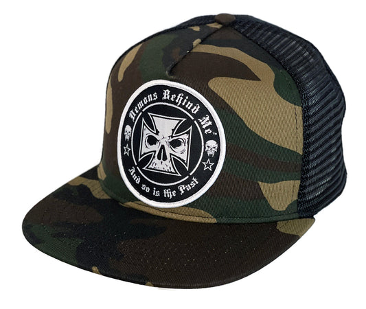 Camo & Black Classic Trucker Cross Patch Hat