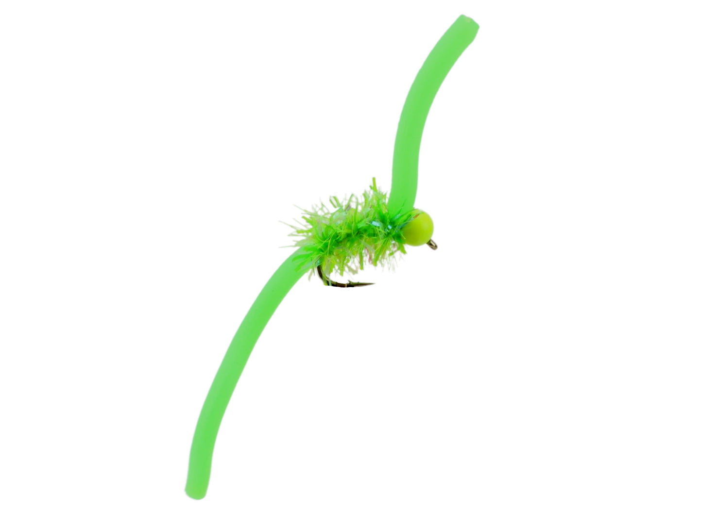 Tungsten Bead Head Squirmy Worm 2.0, Size 12 | Chartreuse | Qty. 6 | Wild Water Fly Fishing