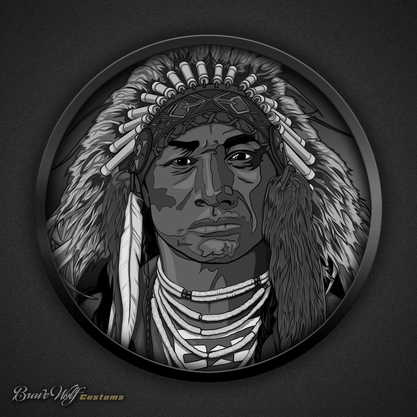 Chief Iron Shell - 5 Inch Decal (B&W)