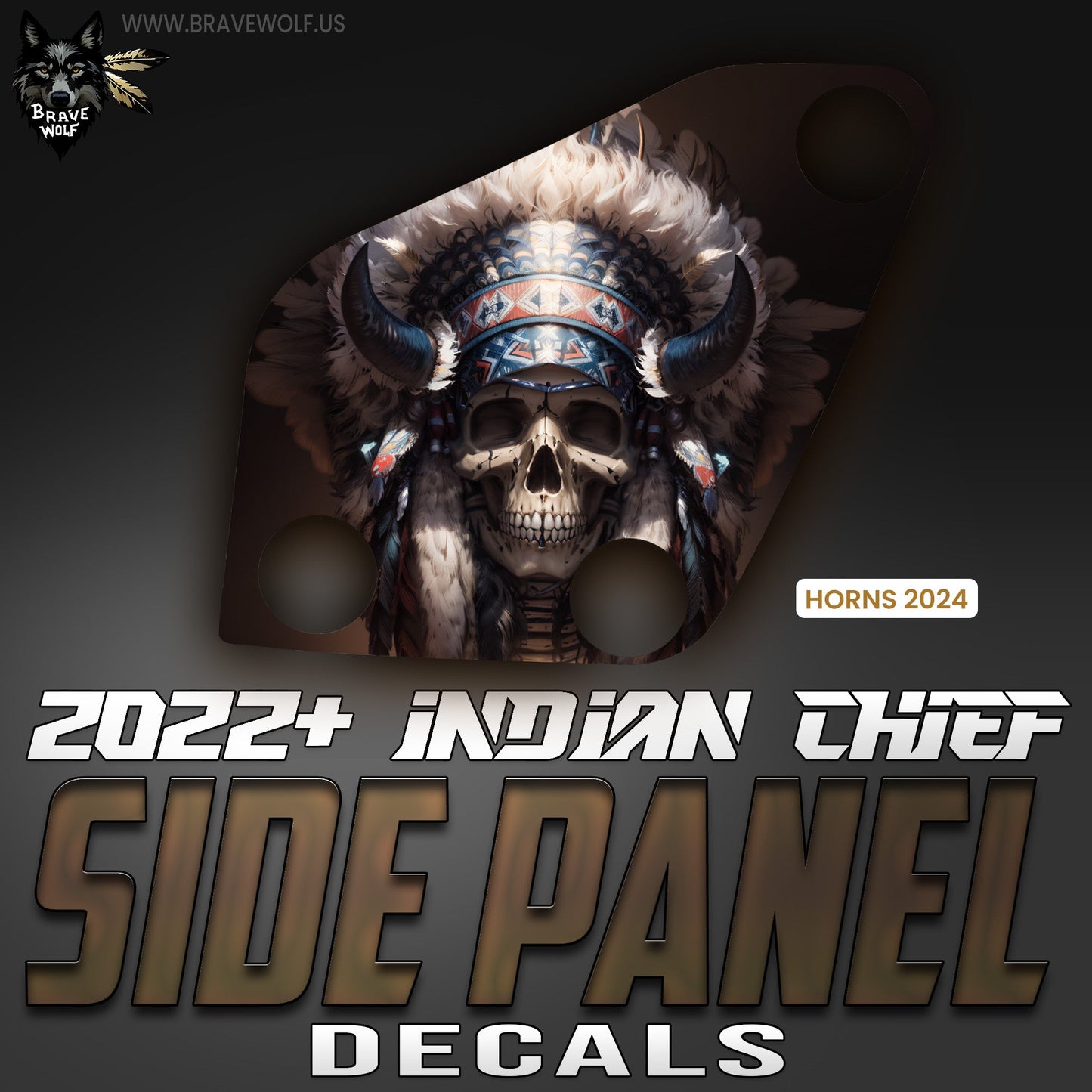 Horns 2024 - Indian Chief Side Panel Decal Set - Color