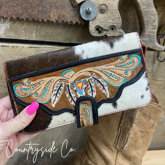 Sierra Cowhide Tooled Leather Wallet by Countryside Co.