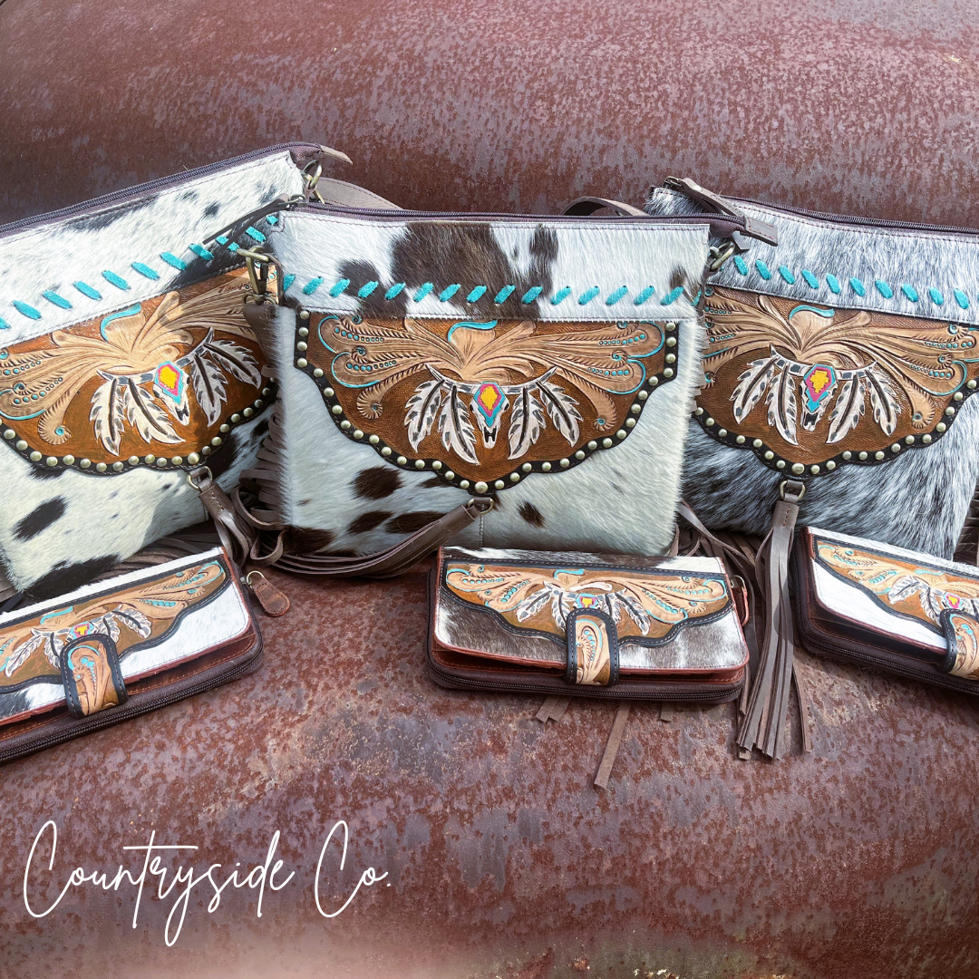 Sierra Cowhide Tooled Leather Wallet by Countryside Co.