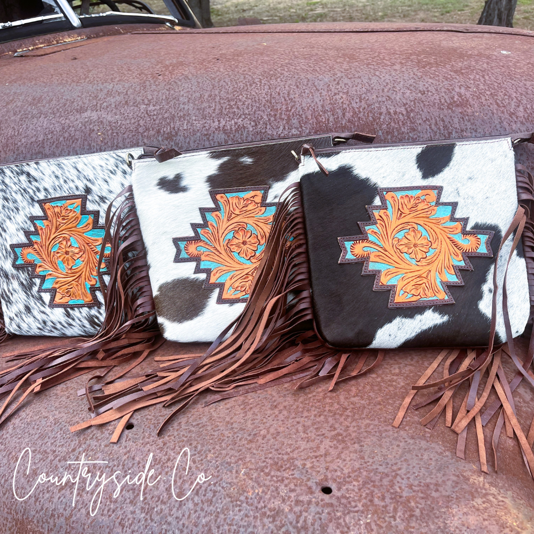 Tanya Cowhide Fringe Concealed Carry  Purse