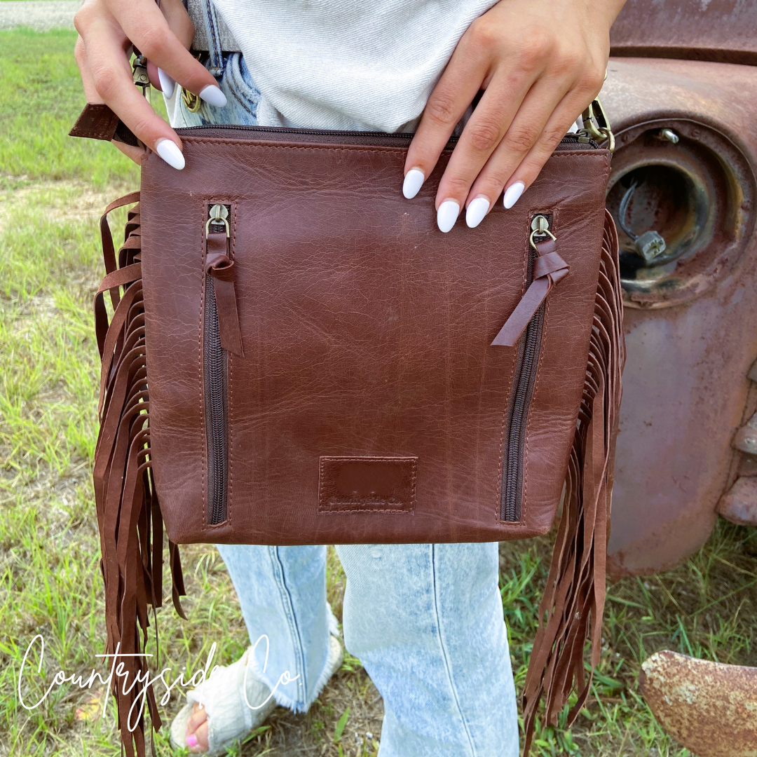 Tanya Cowhide Fringe Concealed Carry  Purse