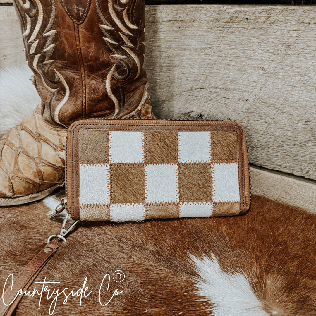 Stockdale Checkered Cowhide Wallet by Countryside Co.