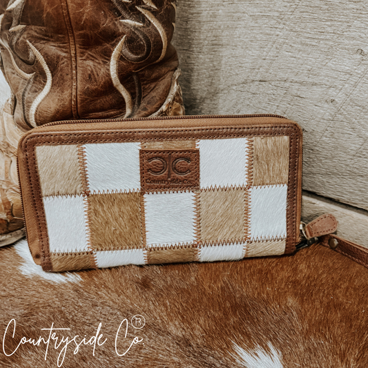 Stockdale Checkered Cowhide Wallet by Countryside Co.