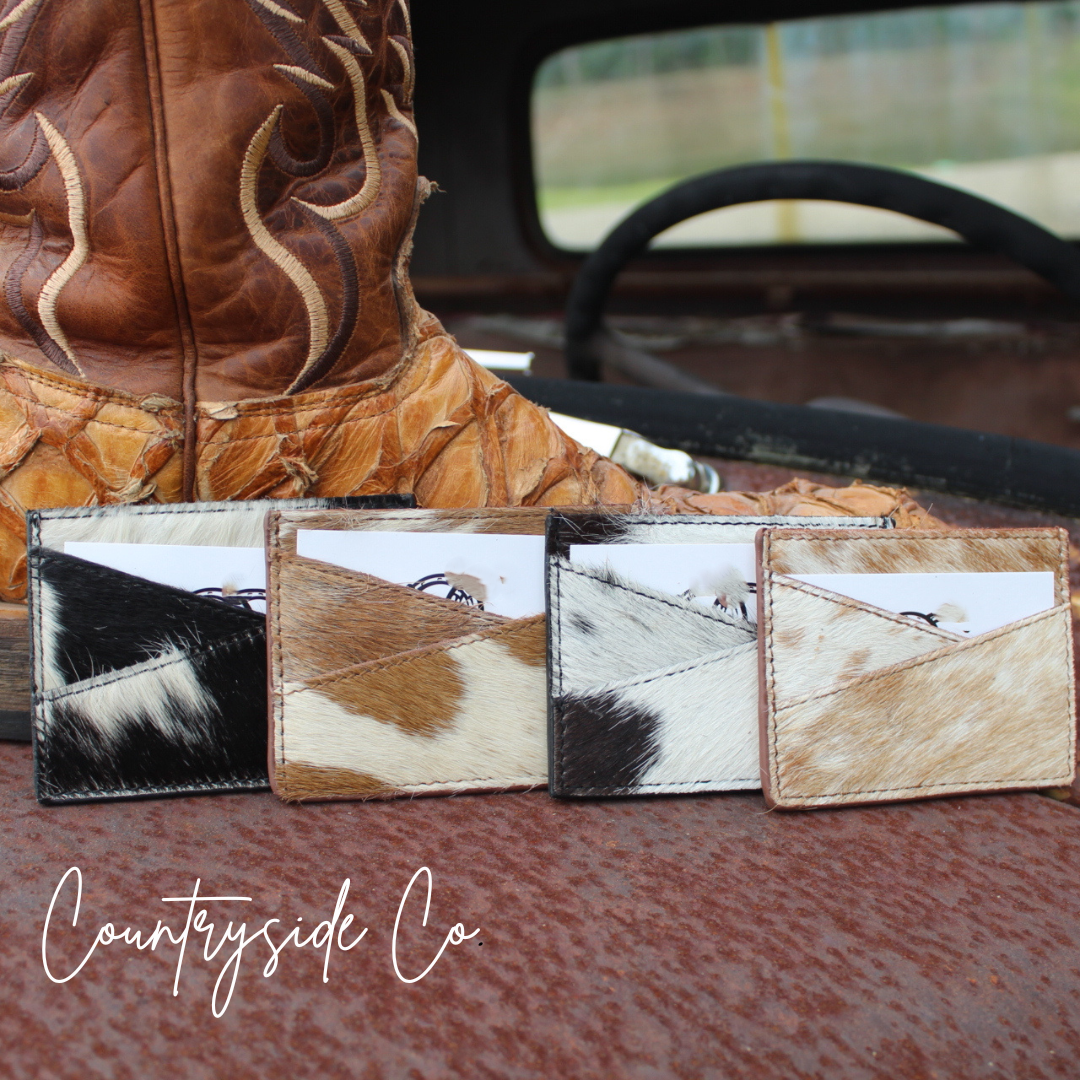 Mocha Cream Cowhide Credit Card Holder